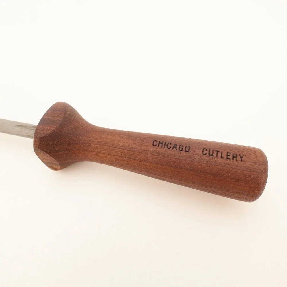 Chicago Cutlery Vintage Honing Steel Knife Sharpener Walnut Wood Handle 12 Inch